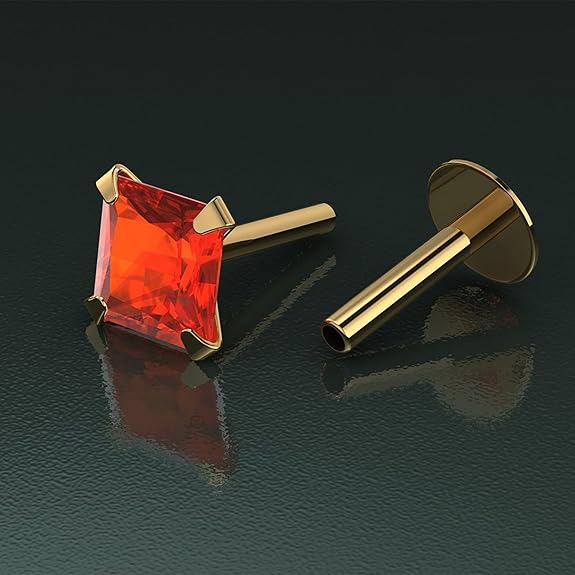 LukGud Yellow Gold Nose Pin Stud | Diamond Piercing Nose Stud For Women and Girls