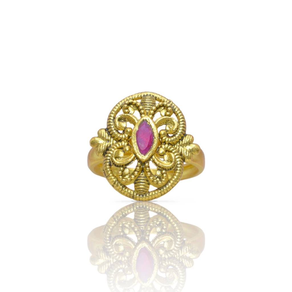 LukGud Golden Blush Of Elegance Ring In 925 Silver (Size 6)