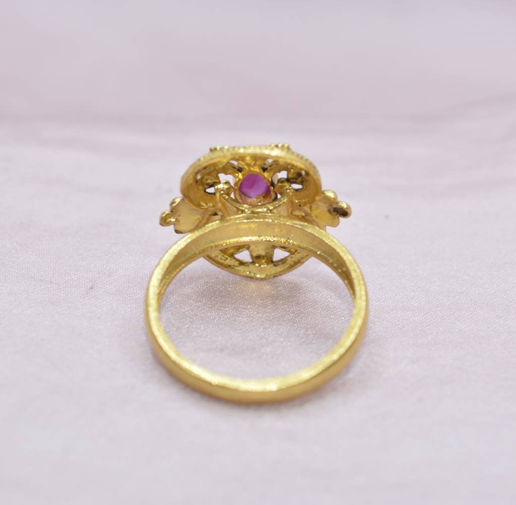 LukGud Golden Blush Of Elegance Ring In 925 Silver (Size 6)