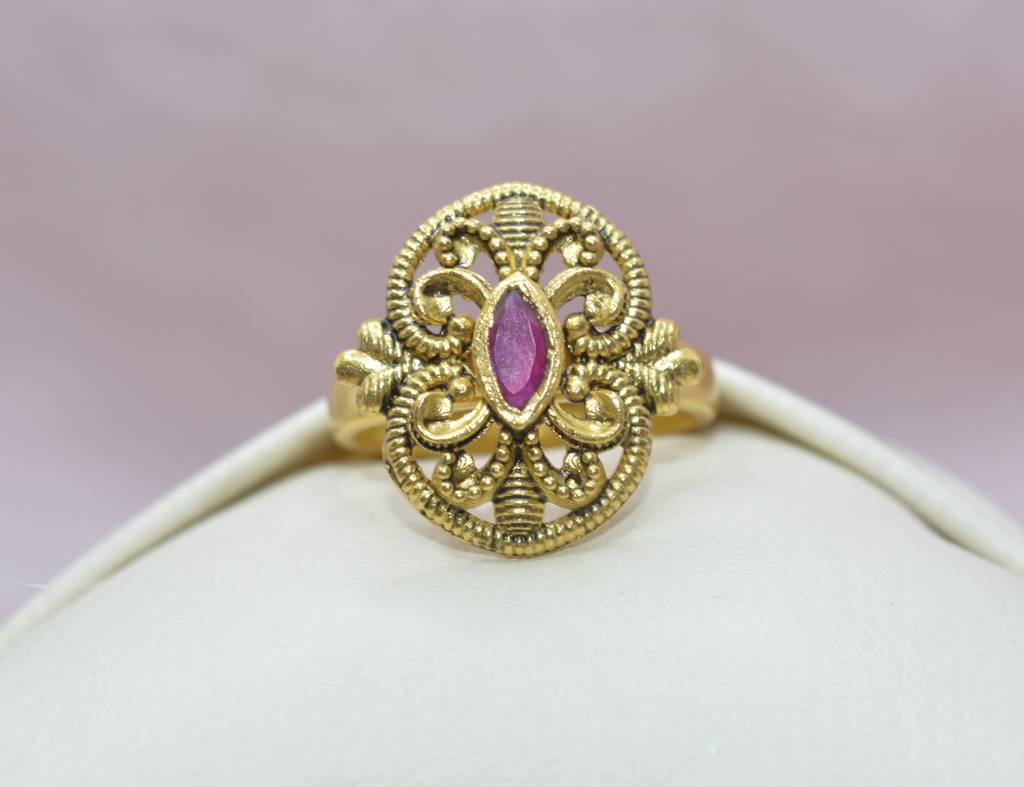 LukGud Golden Blush Of Elegance Ring In 925 Silver (Size 6)