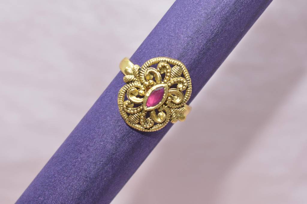LukGud Golden Blush Of Elegance Ring In 925 Silver (Size 6)