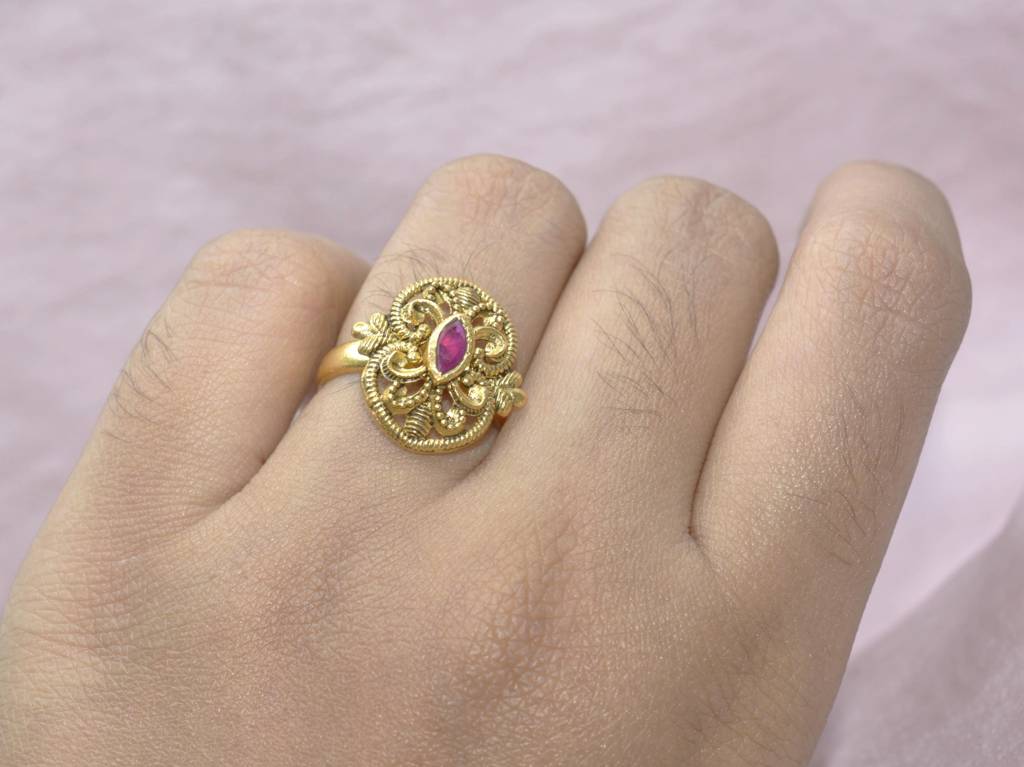 LukGud Golden Blush Of Elegance Ring In 925 Silver (Size 6)