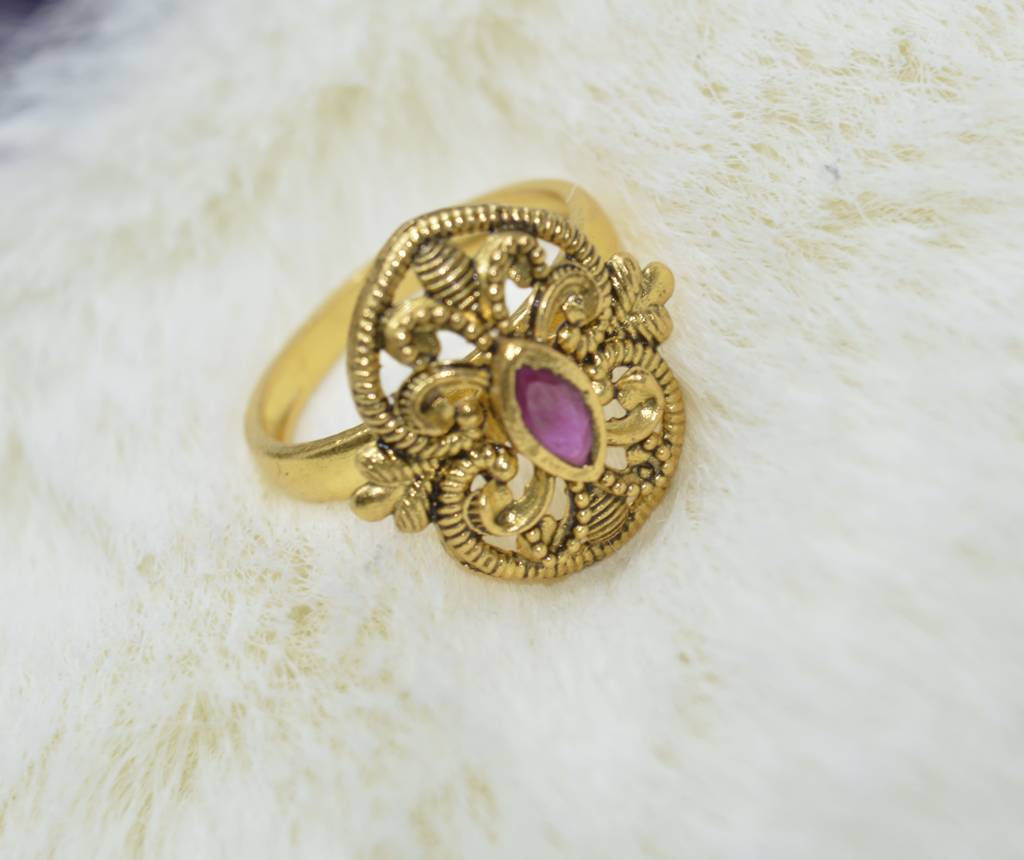 LukGud Golden Blush Of Elegance Ring In 925 Silver (Size 6)