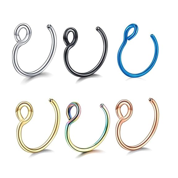 LukGud 8mm Nose Rings Studs Piercings Hoop Jewelry Girls and Women