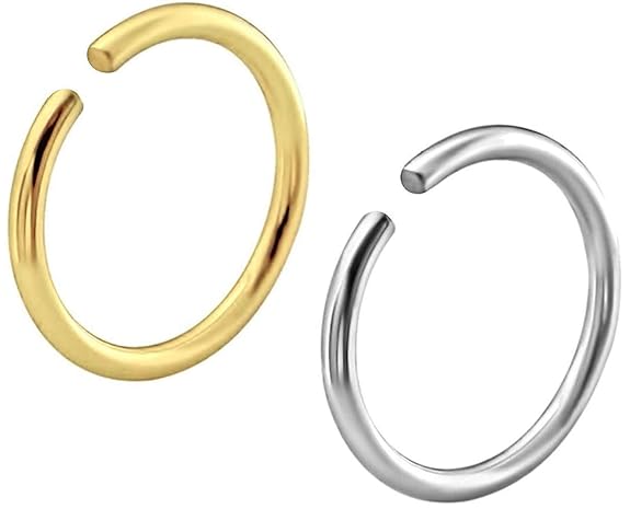 LukGud Pack Of 2 Pcs Clip-On Non-Pierced Nose Ring For Women And Girls