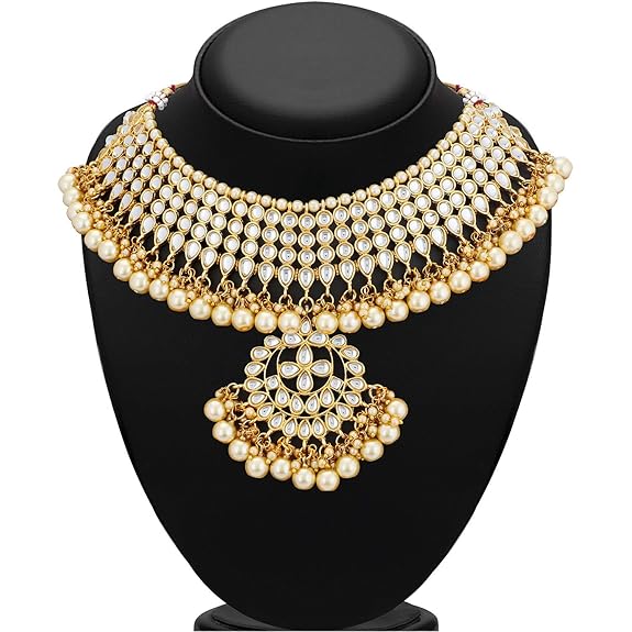 LukGud Necklace Set with Dangler Earrings & Maangtikka for Women & Girls