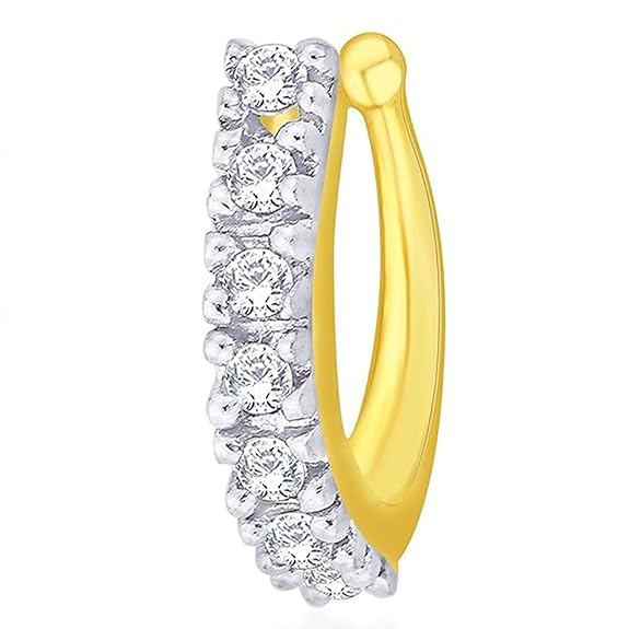 LunGud Simple and Elegant Non Piercing Nose Ring with Cubic Zirconia Stones for Women