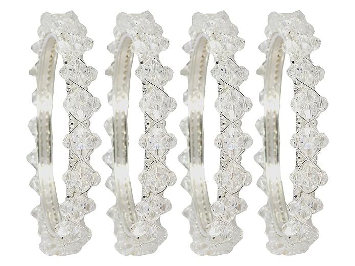 LukGud Stylish Pearls Beads Bangles Set For Women & Girls - Set of 4