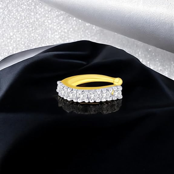 LunGud Simple and Elegant Non Piercing Nose Ring with Cubic Zirconia Stones for Women