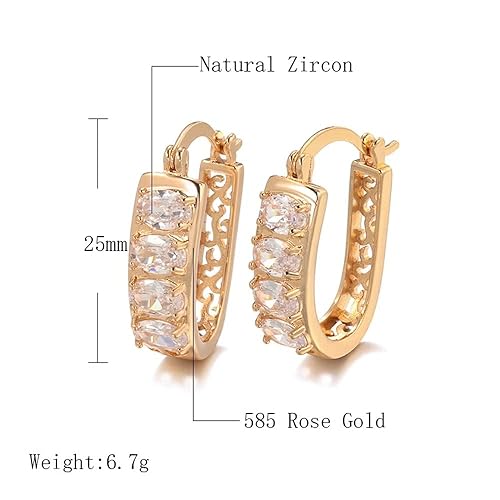 LukGud 18k Rose Gold Plated Latest Fancy Stylish Copper Zircon Bali Earrings for Women and Girls