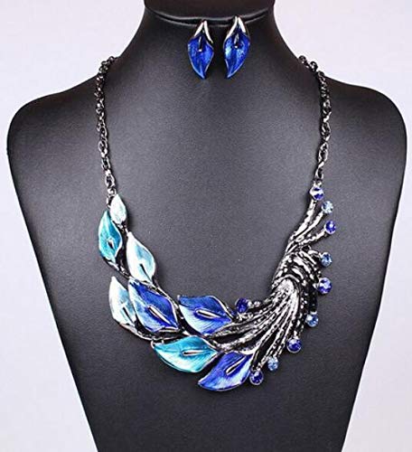 LukGud Splendid Statuesque Blue Colour Necklace Earring Set Gift For Women Girls
