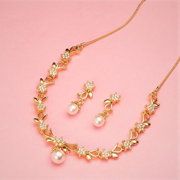LukGud Gold Plated Austrian Crystals Necklace Set for Women