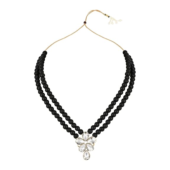LukGud 18k Gold Plated Traditional Kundan & Pearl Studded Necklace Jewellery Set For Women