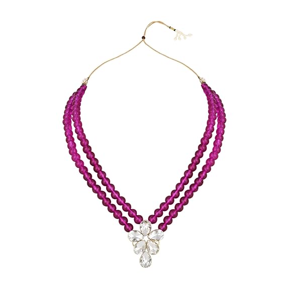 LuKGud 18k Gold Plated Traditional Kundan & Pearl Studded Necklace Jewellery Set For Women