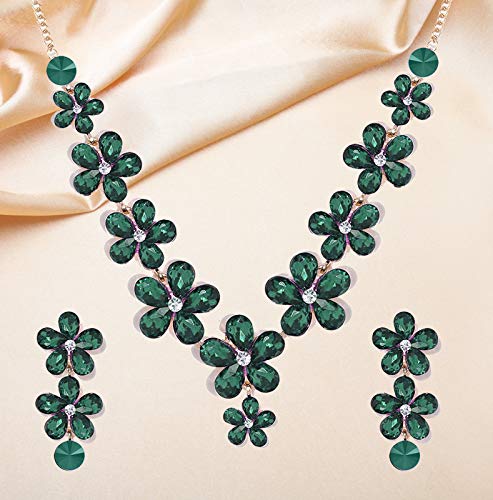 LukGud Crystal Choker Necklace Jewellery set with Earrings For Girls/Women