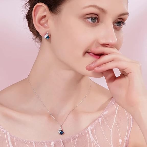 LukGud Necklace Jewellery Set Gifts for Women and Girls (Blue)