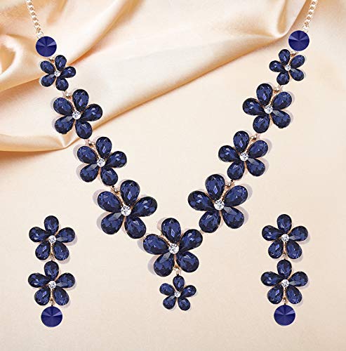 LukGud Crystal Choker Necklace Jewellery set with Earrings For Girls/Women