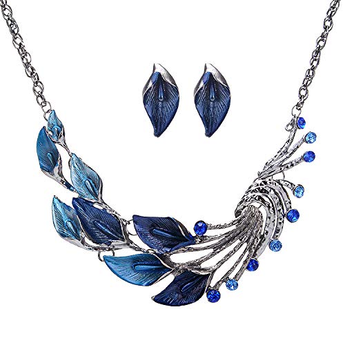 LukGud Splendid Statuesque Blue Colour Necklace Earring Set Gift For Women Girls