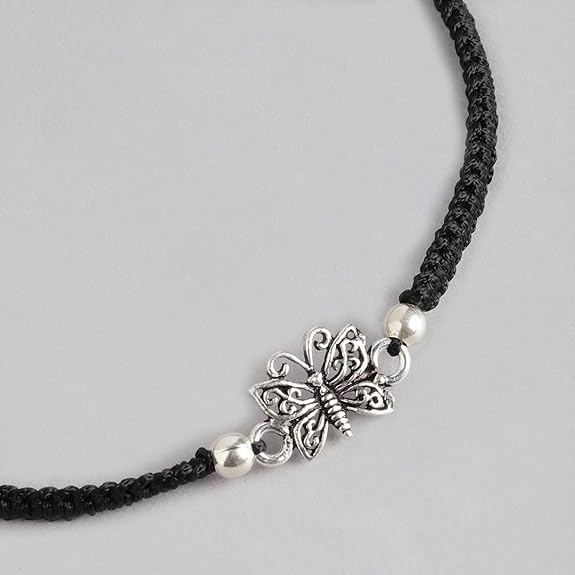 LukGud Silver Rhodium Plated Adjustable Anklet (Single) | Valentine Gift for Women & Girls