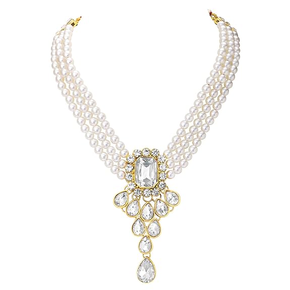 LukGud Crystal Faux Pearl Jewelry Gift Set for Women
