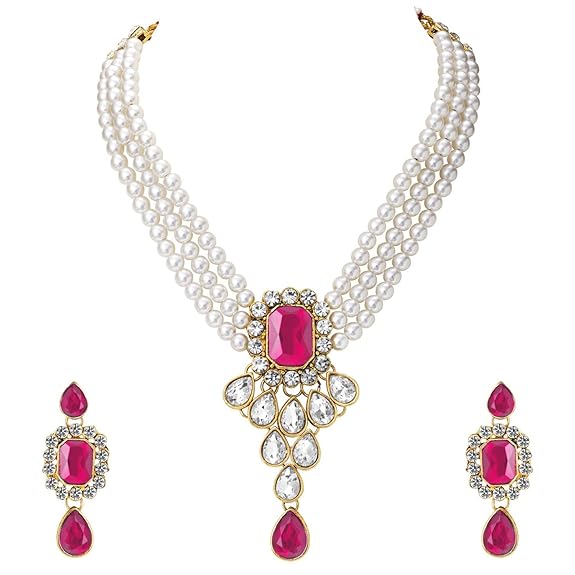 LukGud Crystal Faux Pearl Jewelry Gift Set for Women