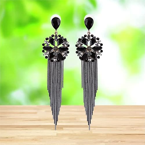 LukGud Jewellery Earrings for women Crystal Tassel Handmade Earrings for Girls and Women