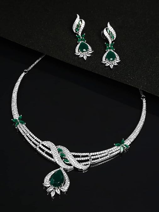 LukGud Women and Girls American Diamond Jewellery Set