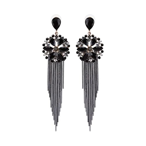 LukGud Jewellery Earrings for women Crystal Tassel Handmade Earrings for Girls and Women