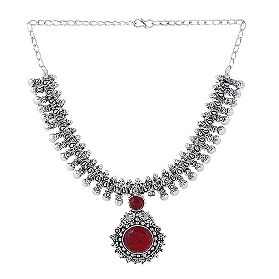 LukGud Kolhapuri Stone Choker Necklace Set with Jhumka Earrings for Women and Girls