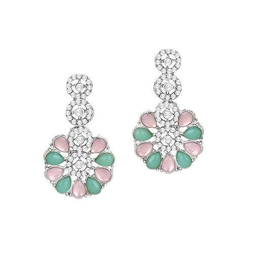 LukGud American Diamond Necklace Jewellery Set with Earrings for Women