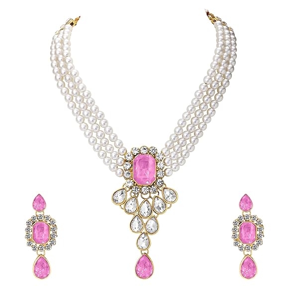 LukGud Crystal Faux Pearl Jewelry Gift Set for Women