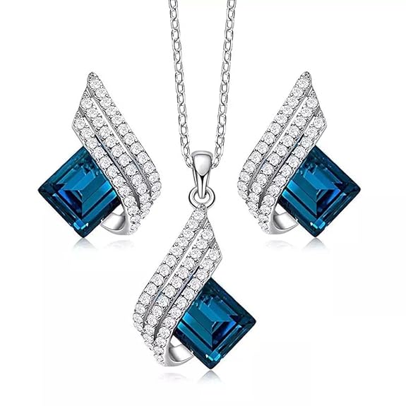 LukGud Necklace Jewellery Set Gifts for Women and Girls (Blue)