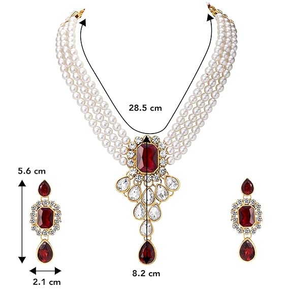 LukGud Crystal Faux Pearl Jewelry Gift Set for Women