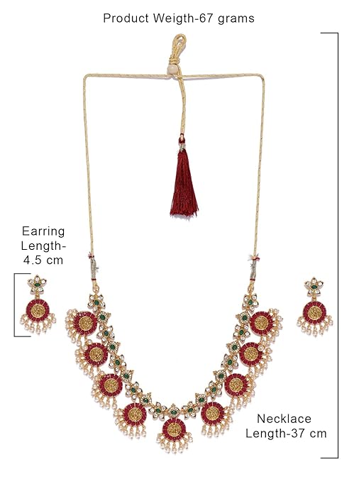 LukGud Gold Tone Traditional Temple Choker Necklace Set For Women