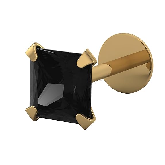 LukGud Yellow Gold Nose Pin Stud | Diamond Piercing Nose Stud For Women and Girls