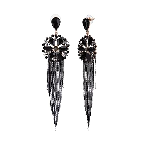 LukGud Jewellery Earrings for women Crystal Tassel Handmade Earrings for Girls and Women