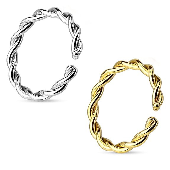 LukGud Surgical Steel 8mm Nose Rings For Women And Girls (2Pcs)