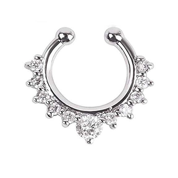 LukGud Nose & Ear Clip Gold Plated Pin Non Pierced Just Press for Women & Girls