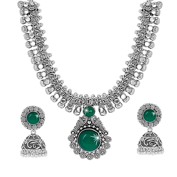 LukGud Kolhapuri Stone Choker Necklace Set with Jhumka Earrings for Women and Girls
