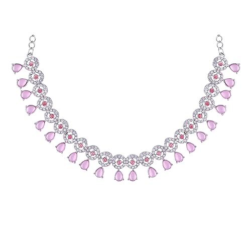 LukGud American Diamond Necklace Jewellery Set with Earrings for Women