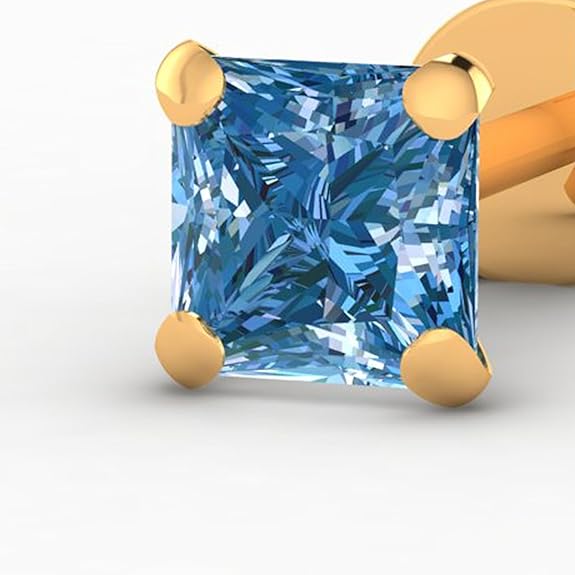 LukGud Yellow Gold Nose Pin Stud | Diamond Piercing Nose Stud For Women and Girls