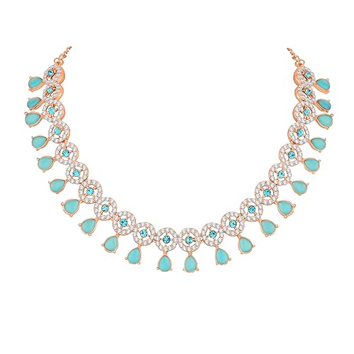 LukGud American Diamond Necklace Jewellery Set with Earrings for Women