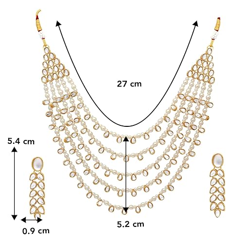 LukGud Faux Pearl Kundan Layered Necklace & Jewelry Set Gift for Women