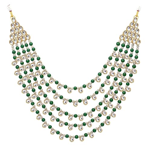LukGud Faux Pearl Kundan Layered Necklace & Jewelry Set Gift for Women