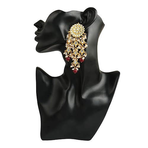 LukGud Womens Gold Plated Kundan Tassel Earrings