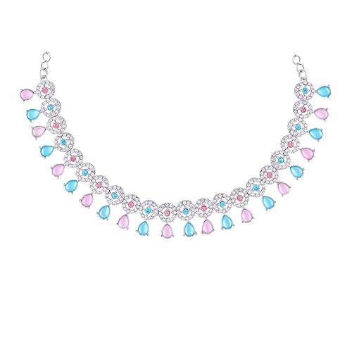 LukGud American Diamond Necklace Jewellery Set with Earrings for Women