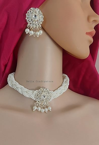 LukGud Multilayer Beaded Choker Necklace Jewellery Set | Anniversary Gift For Wife, Girls And Women