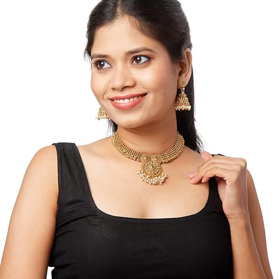 LukGud Necklace Set With Jhumki Earrings For Women & Girls