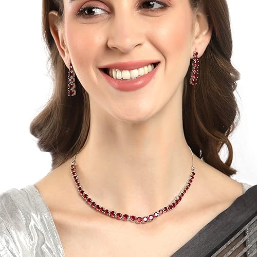 LukGud Gold Plated Handcrafted Circle Necklace Set for Women & Girls