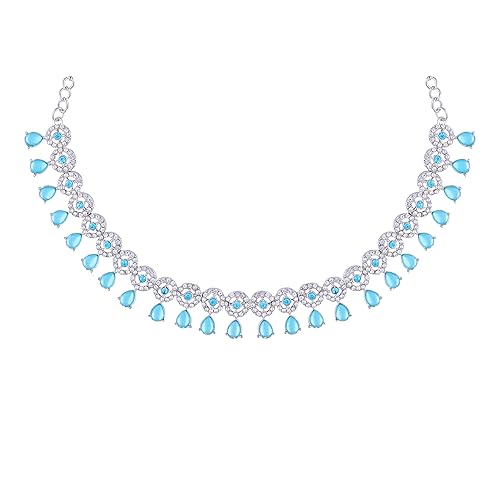 LukGud American Diamond Necklace Jewellery Set with Earrings for Women |